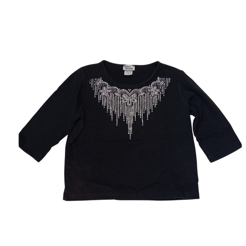 Isaac's Designs y2k black quarter sleeve studded shirt SIZE‎ S